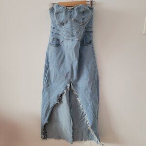 Y2K-Style Denim Shein Strapless Dress-Large